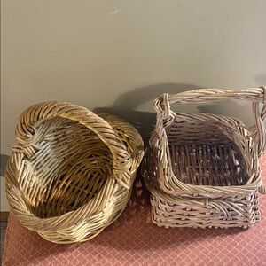 Vintage Woven Basket Set - Natural Brown